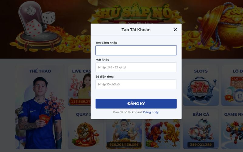 Đăng ký và đăng nhập tài khoản nhà cái nhanh chóng