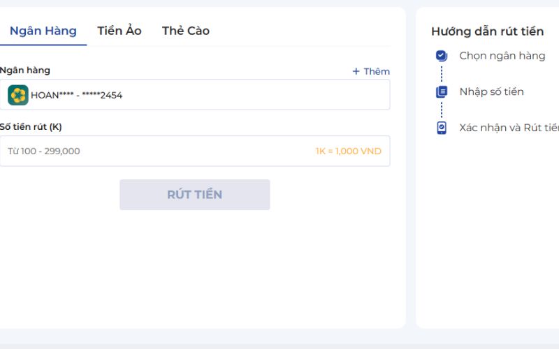 Hướng dẫn giao dịch nạp rút tiền nhà cái